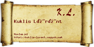 Kuklis Lóránt névjegykártya