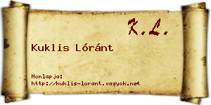 Kuklis Lóránt névjegykártya